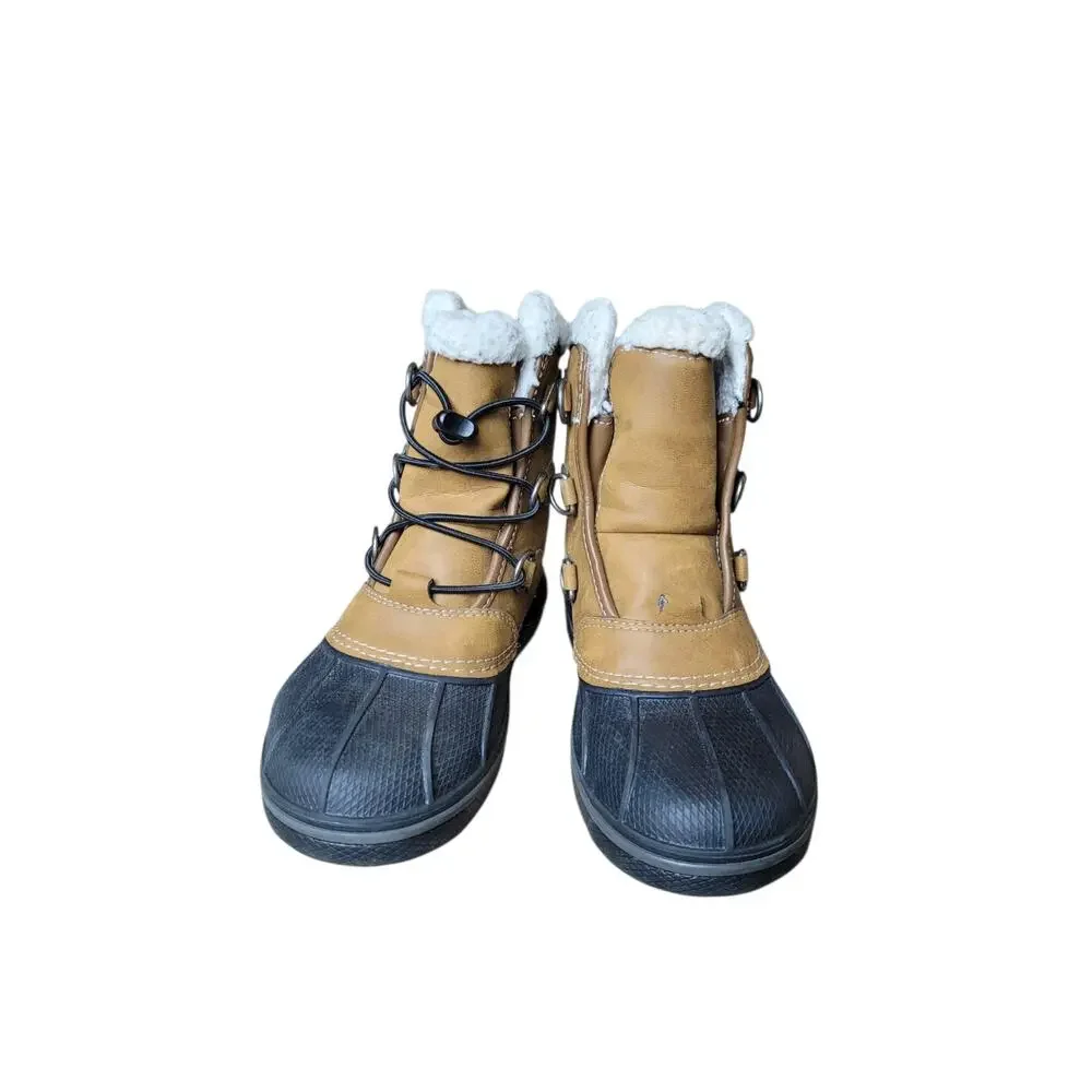 Crocs Kids Waterproof Faux Fur Winter Snow Boots Brown Black Size C12 Insulated